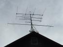 WB2VVV rooftop antenna stack for VHF/UHF.